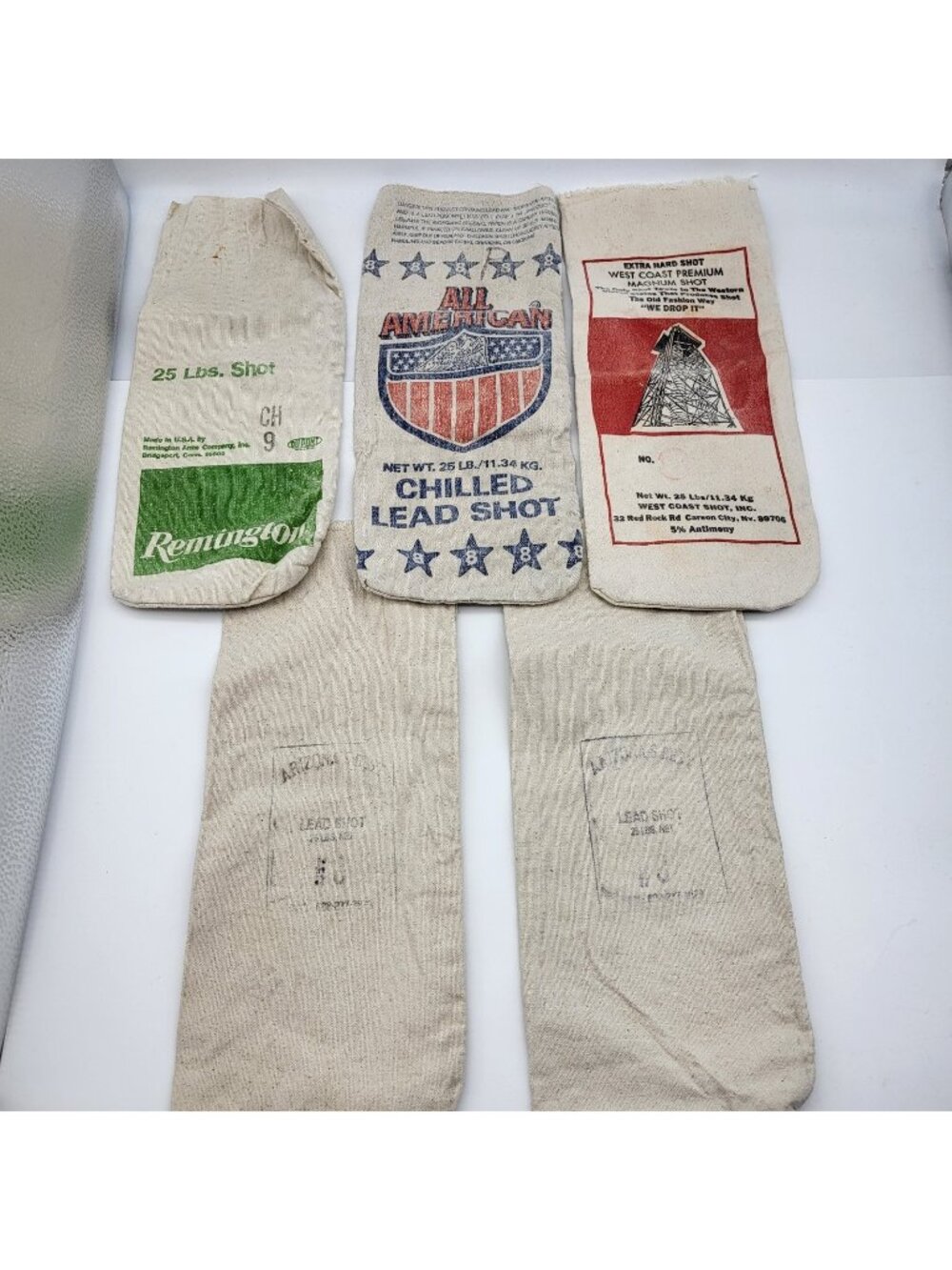 Vintage Lead Shot Canvas Bags Empty Lot Mixed 5 bags remington & more